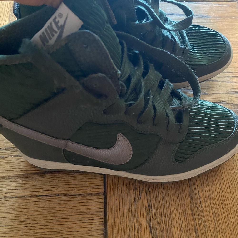 Green Nike wedge sneakers